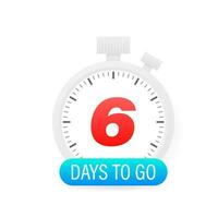 Six days to go timer icon on white background. vector