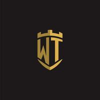 Initials WT logo monogram with shield style design vector