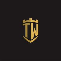 Initials TW logo monogram with shield style design vector