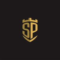 Initials SP logo monogram with shield style design vector