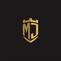 Initials MJ logo monogram with shield style design vector