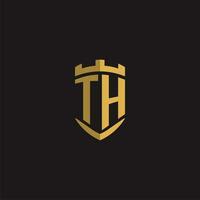 Initials TH logo monogram with shield style design vector