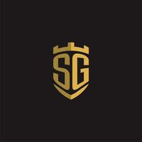 Initials SG logo monogram with shield style design vector