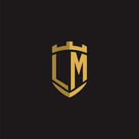Initials LM logo monogram with shield style design vector