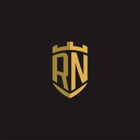 Initials RN logo monogram with shield style design vector