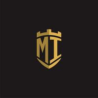 Initials MI logo monogram with shield style design vector