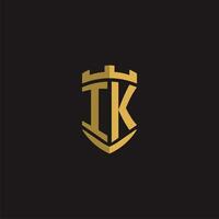 Initials IK logo monogram with shield style design vector
