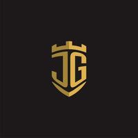 Initials JG logo monogram with shield style design vector