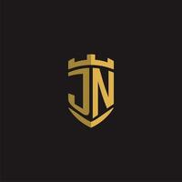 Initials JN logo monogram with shield style design vector