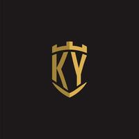 Initials KY logo monogram with shield style design vector