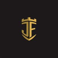 Initials JF logo monogram with shield style design vector