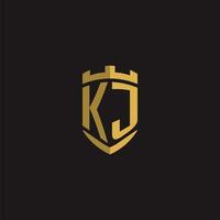 Initials KJ logo monogram with shield style design vector