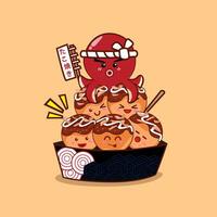 free flat  design vector takoyaki japanese food