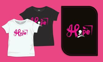 Hope typography breast cancer awareness t-shirt vector