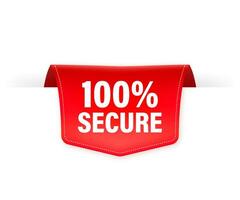 Icon with red 100 secure ribbon for concept design. Business concept. Data protection. vector