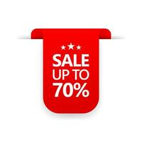 Special offer sign. Price tag for sale up to 70 discount promotion. Shopping tags line icon vector