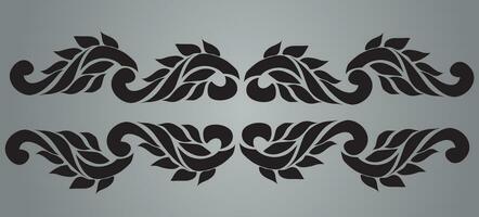 Vines and Flower black and white Vector Pattern Embroidery