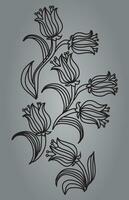 Floral Black and White Vector Pattern