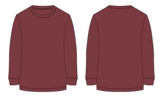 Long sleeve T shirt vector illustration template front and back views