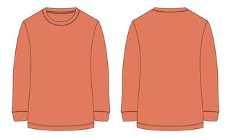 Long sleeve T shirt vector illustration template front and back views