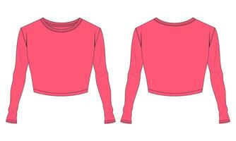Long sleeve T shirt tops blouse vector illustration template for ladies