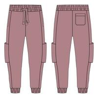 Fleece fabric Jogger Sweatpants vector illustration template front, back Views