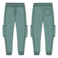 Fleece fabric Jogger Sweatpants vector illustration template front, back Views