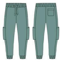 Fleece fabric Jogger Sweatpants vector illustration template front, back Views