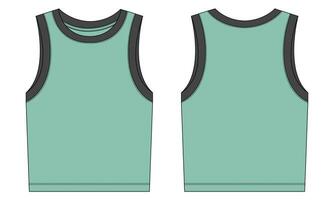 Ladies tank top tops vector illustration template front and back views isolated on white background