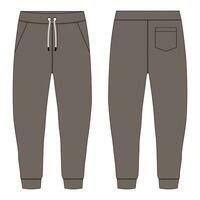 Fleece fabric Jogger Sweatpants vector illustration template front, back Views