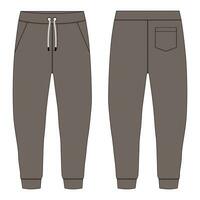 Fleece fabric Jogger Sweatpants vector illustration template front, back Views