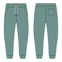 Fleece fabric Jogger Sweatpants vector illustration template front, back Views