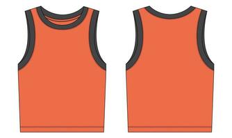 Ladies tank top tops vector illustration template front and back views isolated on white background