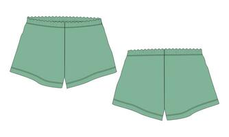 Shorts pant vector illustration template front and back views isolated on white background