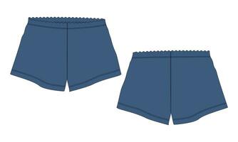 pantalones cortos pantalón vector ilustración modelo frente y espalda puntos de vista aislado en blanco antecedentes