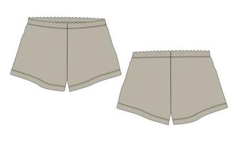 Shorts pant vector illustration template front and back views isolated on white background