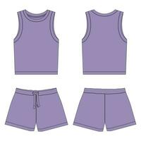 Tank tops with shorts pant vector illustration template for kids