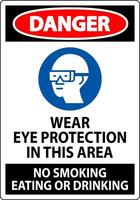 Danger Sign Wear Eye Protection In This Area, No Smoking Eating Or Drinking vector