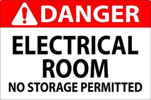 Danger Sign Electrical Room, No Storage Permitted vector