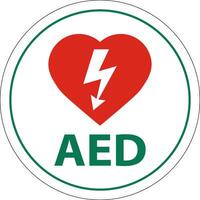 Floor Sign AED with Defib Heart, Red Border Floor Sign vector