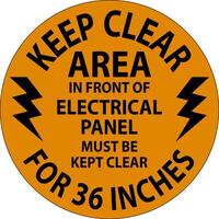 Floor Sign Keep Clear - Area In Front Of Electrical Panel Must Be Kept Clear For 36 Inches vector