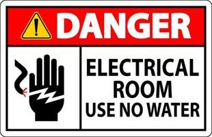 Restricted Area Sign Danger Electrical Room Use No Water vector