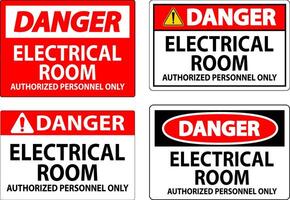 Danger Sign Electrical Room - Authorized Personnel Only vector