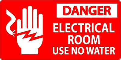 Restricted Area Sign Danger Electrical Room Use No Water vector