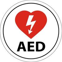 Floor Sign AED with Defib Heart, Red Border Floor Sign vector