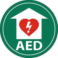 Floor Sign AED with Defib Heart, Red Border Floor Sign vector