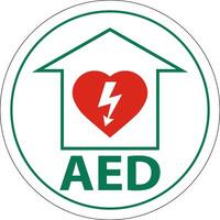 Floor Sign AED with Defib Heart, Red Border Floor Sign vector