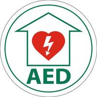 Floor Sign AED with Defib Heart, Red Border Floor Sign vector