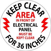 Floor Sign Keep Clear - Area In Front Of Electrical Panel Must Be Kept Clear For 36 Inches vector