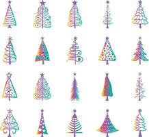 Set of Christmas Tree doodle icon collection for festive and new year design. vector